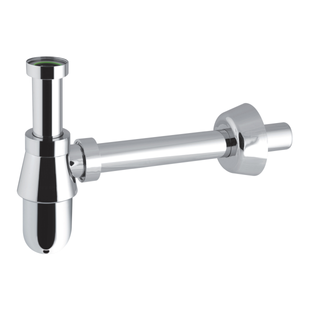 Сифон для умывальника IMPRESE d12600301S i-SEW с накидной гайкой 1 1/4", пластик хром, колбовый, сливная трубка d32х250 с розеткой d12600301S фото