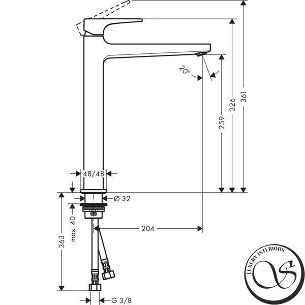 Baterie de lavoar Hansgrohe Metropol 260 (32512700) 32512700 foto