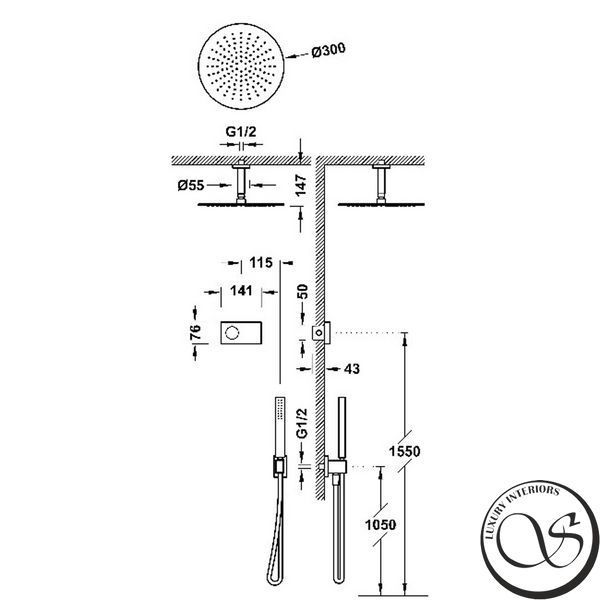 Set dus Tres SHOWER TECHNOLOGY 9286567 cu control electronic cromat 9286567 foto