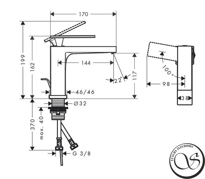 Смеситель для умывальника Hansgrohe 73014700 Tecturis E&nbsp;110 73014700 фото