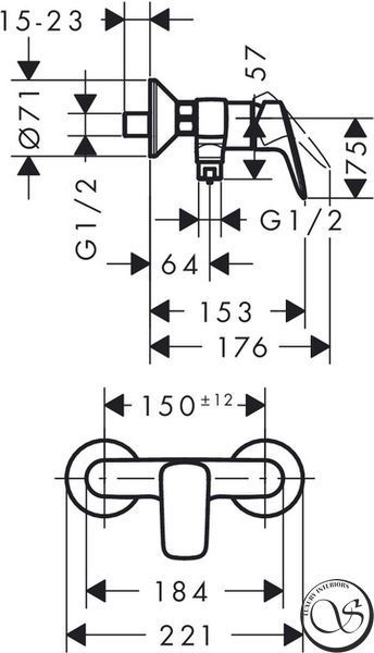 Baterie duș Hansgrohe Logis, negru mat (71600670) 71600670 foto
