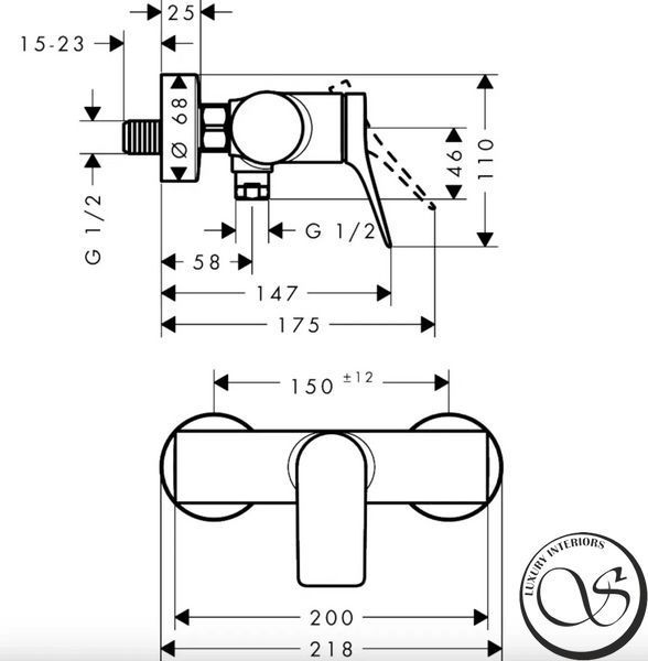 Смеситель для душа настенный Hansgrohe Vivenis 75623000 хром 75623000 фото