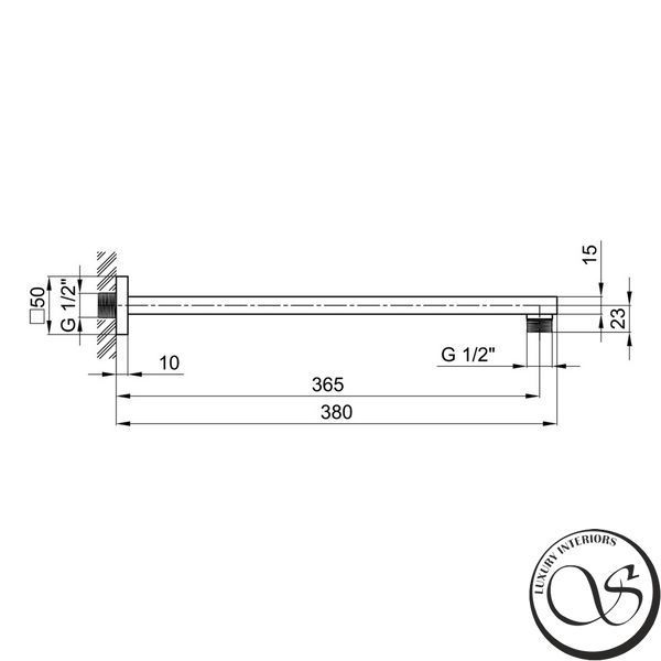 Кронштейн для верхнего душа Qtap Trubice QTTRB400NB1 400 мм прямоугольный Black Matt QTTRB400NB1 фото