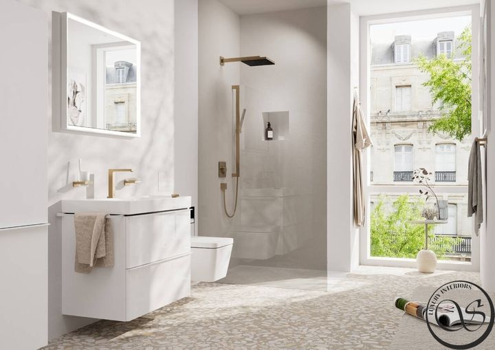 Duș de perete Hansgrohe Pulsify E 260 1jet EcoSmart+, bronz periat (24333140) 24333140 foto