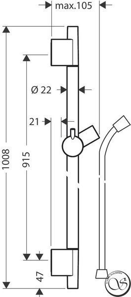 Bară de duș Hansgrohe Unica S Pura 90 cm cu furtun de 160 cm, negru mat (28631670) 28631670 foto