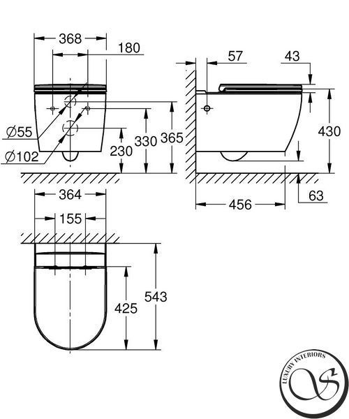 Подвесной унитаз GROHE Bau Ceramic 103860SH00 с сиденьем с микролифтом альпин-белый 543х368х367 мм 103860SH00 фото