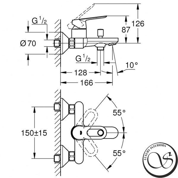 Смеситель для ванны, настенный монтаж GROHE BAULOOP 23603000 фото