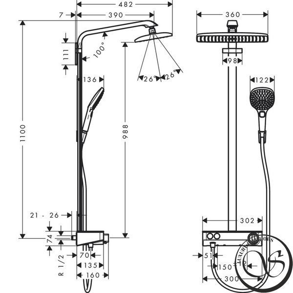 Душевая система Hansgrohe Raindance E Showerpipe 360 1jet (27288400) 27288400 фото