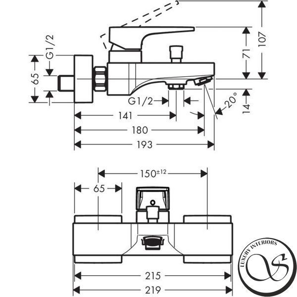 Смеситель для ванны HANSGROHE METROPOL (74540000) 831586422581 фото