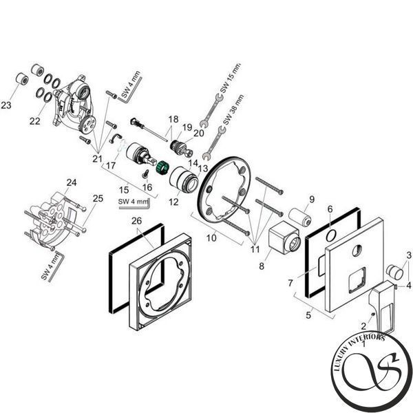 Наружная часть смесителя для ванны HANSGROHE METROPOL ХРОМ (74545000) 860641338821 фото