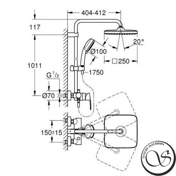 Sistem de dus GROHE TEMPESTA COSMOPOLITAN System 250 Cube 26692000 26692000 foto
