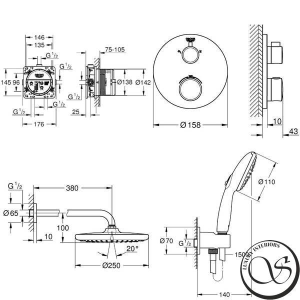 Set de duș Grohe Eurosmart cu Tempesta 250, negru mat (UA26415SC9) UA26415SC9 foto