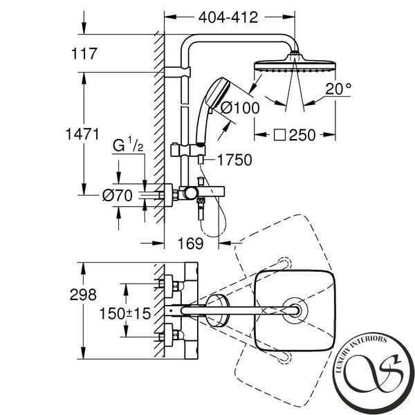 Душевая система GROHE Tempesta Cosmopolitan 250 CUBE 26691001 26691001 фото