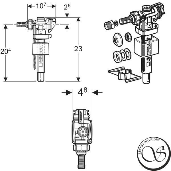 Robinet de admisie apă GEBERIT 281.004.00.5 tip 383, 3/8" și 1/2", niplu din alamă 281.004.00.5 foto