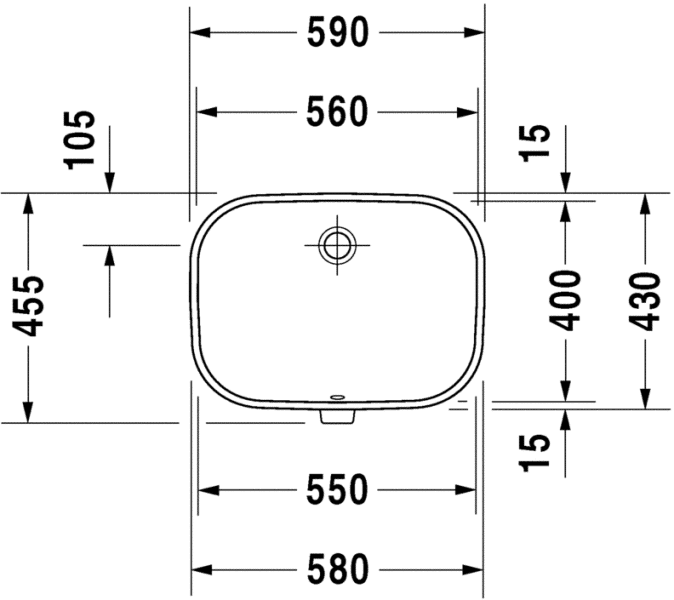Lavoar Duravit D-Code 338560000 tip de instalare - incorporabil de jos 338560000 foto