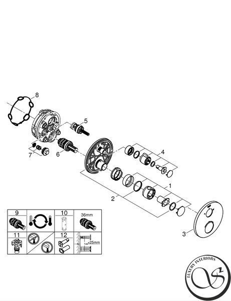Внешняя часть термостата для душа GROHE Grohtherm 24076000 24076000 фото