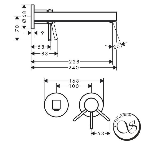 Baterie de lavoar Hansgrohe Finoris ascuns cu duza de 225 mm, crom (76050000) 76050000 foto
