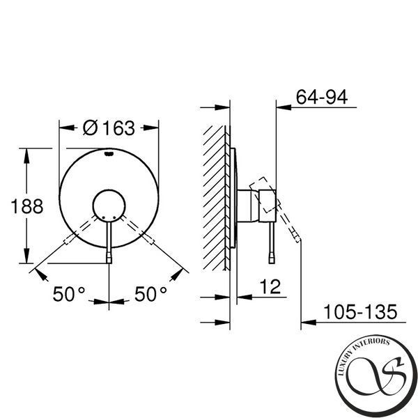 Внешняя часть смесителя для душа GROHE Essence, хром (19286001) 19286001 фото