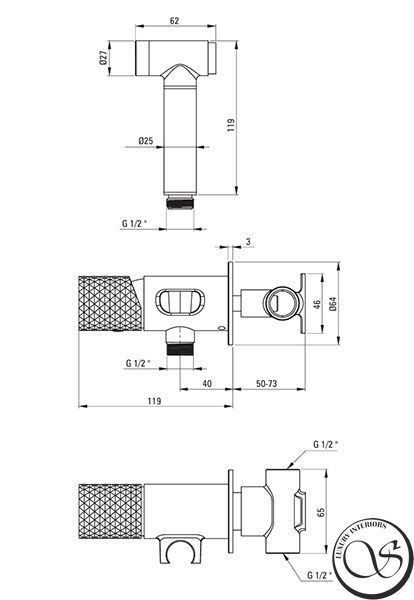Смеситель для биде DEANTE SILIA HEXA BHS_F34M, скрытого монтажа, с лейкой типа бидетта, брашированная сталь BHS_F34M фото