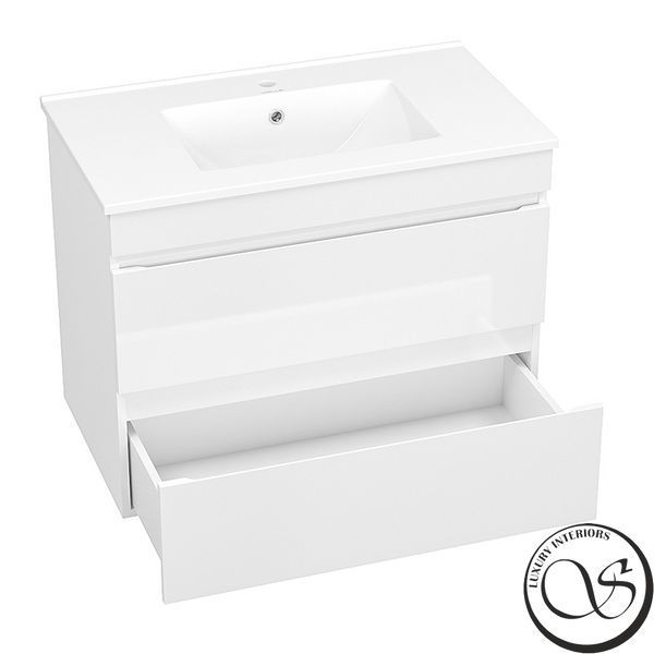 Set mobilier Volle FIESTA 15-800-01, 80cm alb: dulap suspendat + lavoar 15-800-01 foto