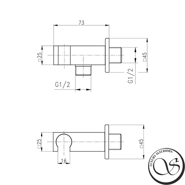 Racord cu suport pentru furtun Qtap Spojeni dreptunghiular QTCRBBH025 Negru Mat QT819810842858NB foto