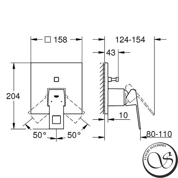Внешняя часть смесителя для ванны GROHE Eurocube 24062000 24062000 фото