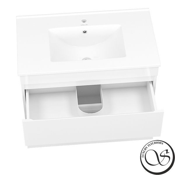 Set mobilier Volle FIESTA 15-800-01, 80cm alb: dulap suspendat + lavoar 15-800-01 foto