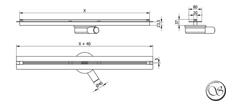 Scurgere MAG 80 cm, cu grătar fin, grafit YZ-L01 80mm Gun Metal foto