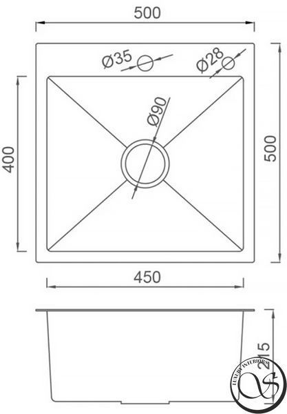 Кухонная мойка Gappo GS5050-6 черная 500х500х215 мм GS5050-6 фото