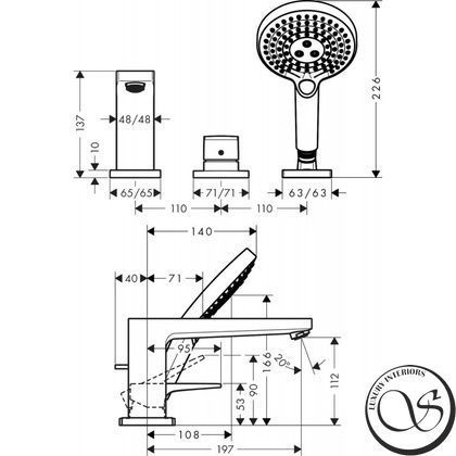 Baterie de baie HANSGROHE METROPOL 3-HOLE (74551000) 791470177921 foto