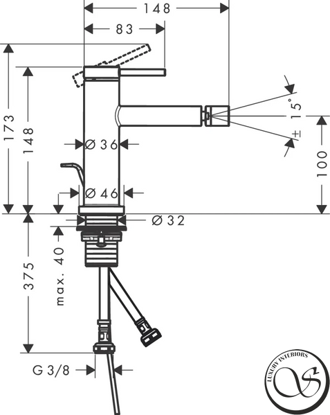 Смеситель для биде Hansgrohe Tecturis S (73201340) 73201340 фото