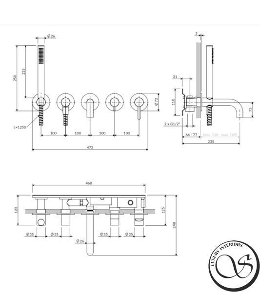 Смеситель для ванны Omnires Y Y1237-1SWM белый матовый Y1237-1SWM фото