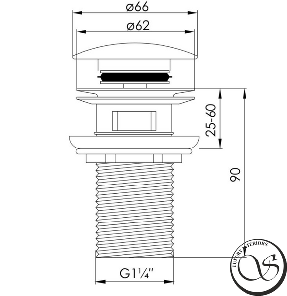 Supapă click-clack Volle 9000.104406 cu preaplin, alamă, 1 1/4", grafit 9000.104406 foto