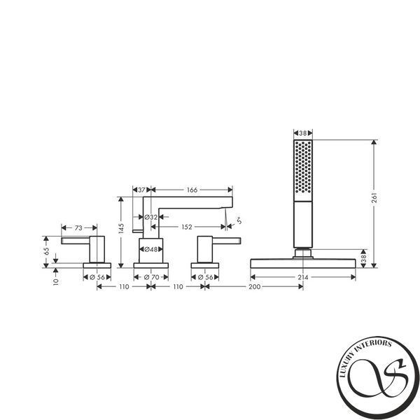 Hansgrohe Finoris Baterie de baie cu 4 găuri cu sBox, crom (76444000) 76444000 foto