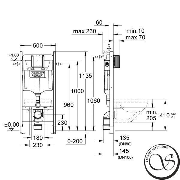 Набор инсталляция для унитаза GROHE RAPID SL + клавиша смыва GROHE COSMO + подвесной унитаз VOLLE GIRO 2.0&nbsp;38840000+38732000+1352.001100 38840000+38732000+1352.001100 фото