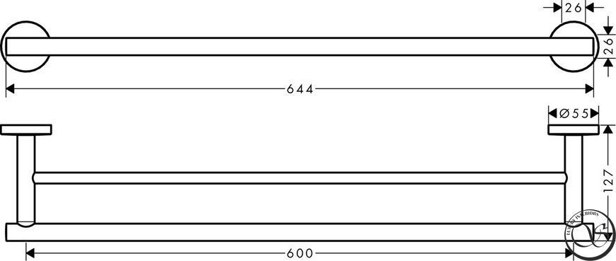 HANSGROHE Logis Полотенцедержатель 60см, двойной, хром 41712000 фото
