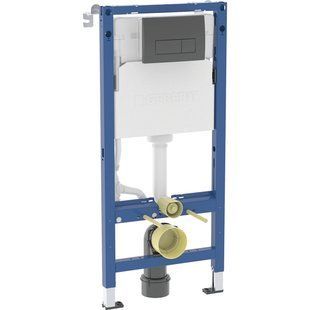 Set: Element de montare GEBERIT DUOFIX 458.135.14.2 pentru vas WC suspendat, H112, clapetă de acționare DELTA50 SQUARE, negru mat 458.135.14.2 foto