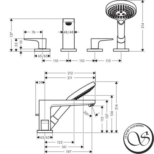 Baterie de baie HANSGROHE METROPOL 4-HOLE (74552000) 391858111631 foto