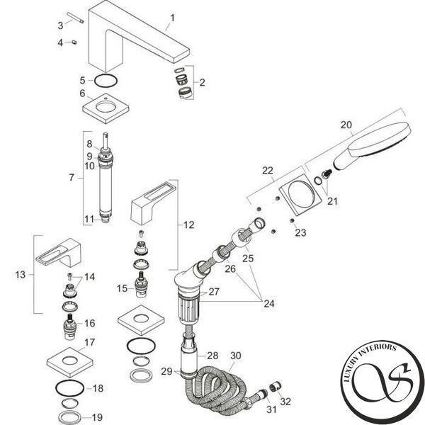 Baterie de baie HANSGROHE METROPOL 4-HOLE (74552000) 391858111631 foto