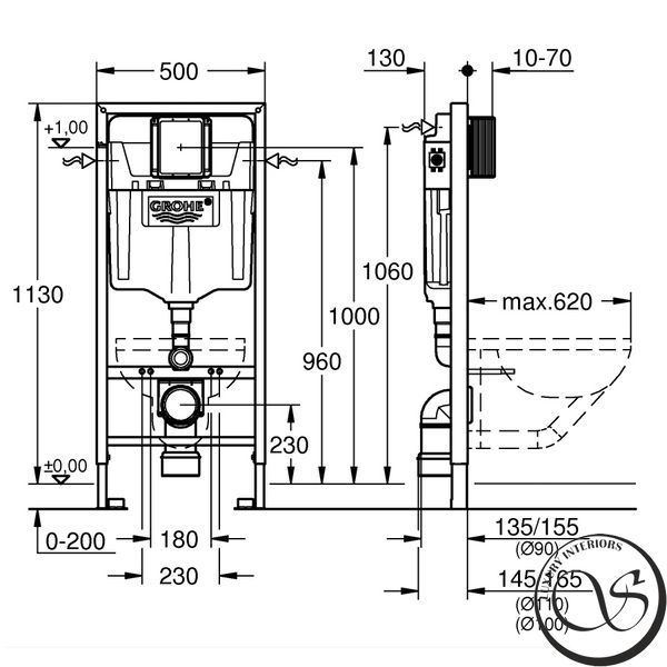Комплект инсталляции GROHE 39504000 RAPID SL 3в1 для подвесного унитаза 39504000 фото