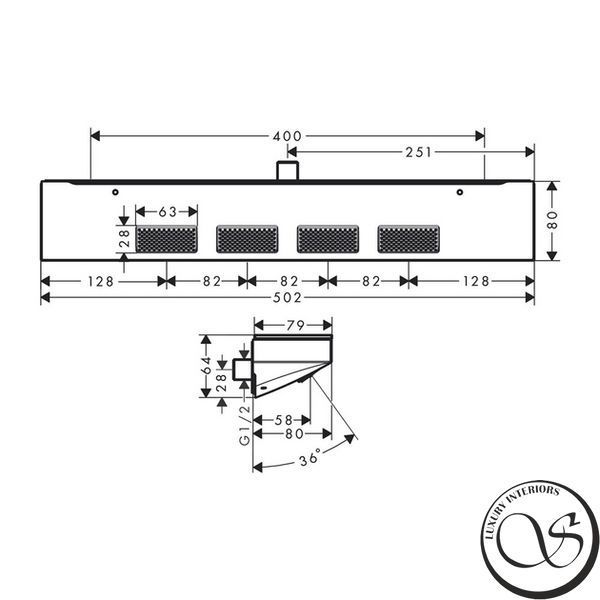 Боковой душ-полочка Hansgrohe Rainfinity 500 1jet, Matt Black (26243670) 26243670 фото