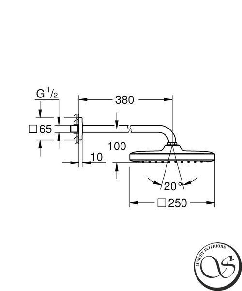 Верхний душ Grohe Tempesta 250 Cube, с кронштейном к стене с WaterSaving, черный матовый (266872430) 266872430 фото