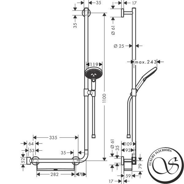 Set duș Hansgrohe Raindance Select S 120/110 cm 3Jet dreapta, crom (26326000) 26326000 foto