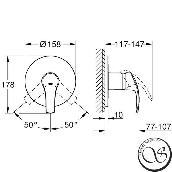 Baterie duș GROHE EUROSMART 24042002 crom 24042002 foto