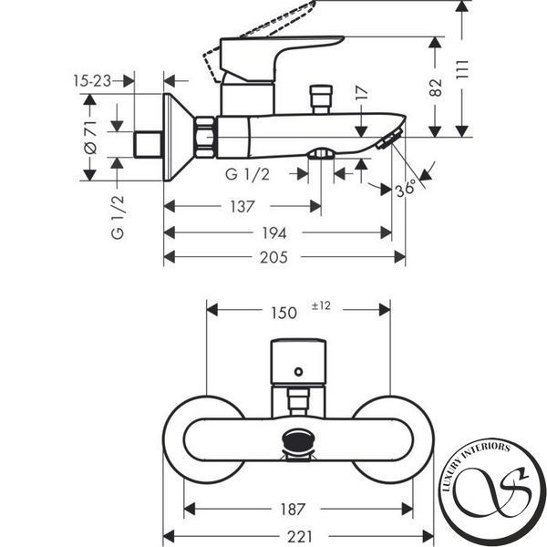 Baterie baie Hansgrohe Talis E 71740990 71740990 foto