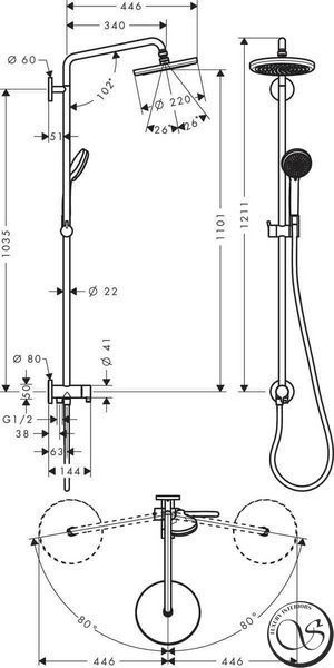 Душевая система Hansgrohe Croma 220 1jet Showerpipe, хром (27224000) 27224000 фото