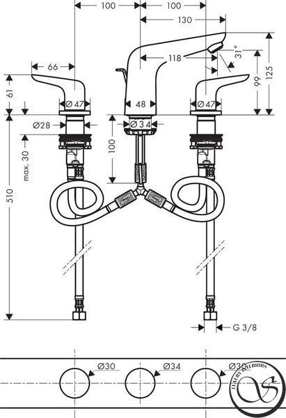 Baterie de lavoar Hansgrohe Novus (71140000) 71140000 foto
