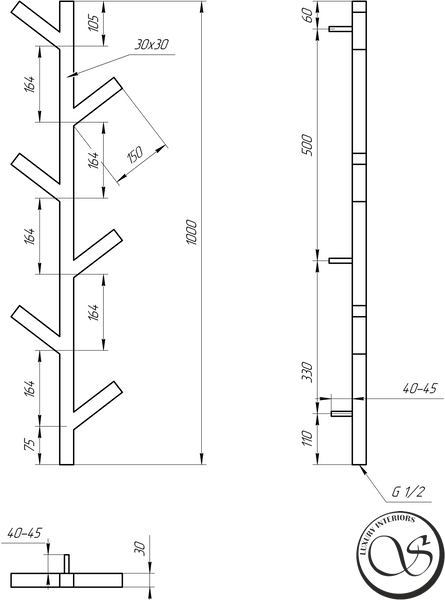 Uscător prosoape Genesis Albero Dry 1000x240 9005 negru Albero Dry 1000x240 7016 foto