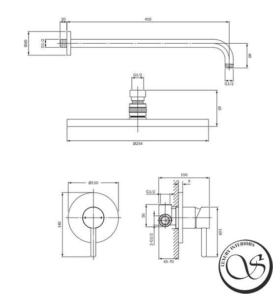 Душевая система Omnires Y SYSY36CPB Brushed Copper SYSY36CPB фото