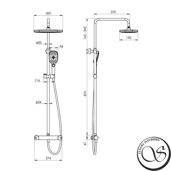 Sistem de dus cu termostat Imprese CENTRUM T-15300SQ crom T-15300SQ foto